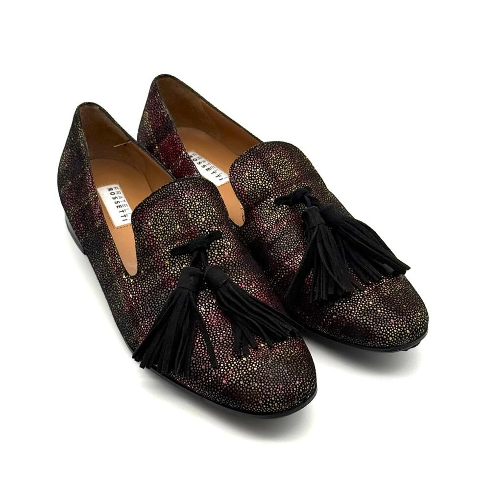 Fratelli Rossetti Suede Tassel Loafers Plaid Dot Print EU 38 US 8